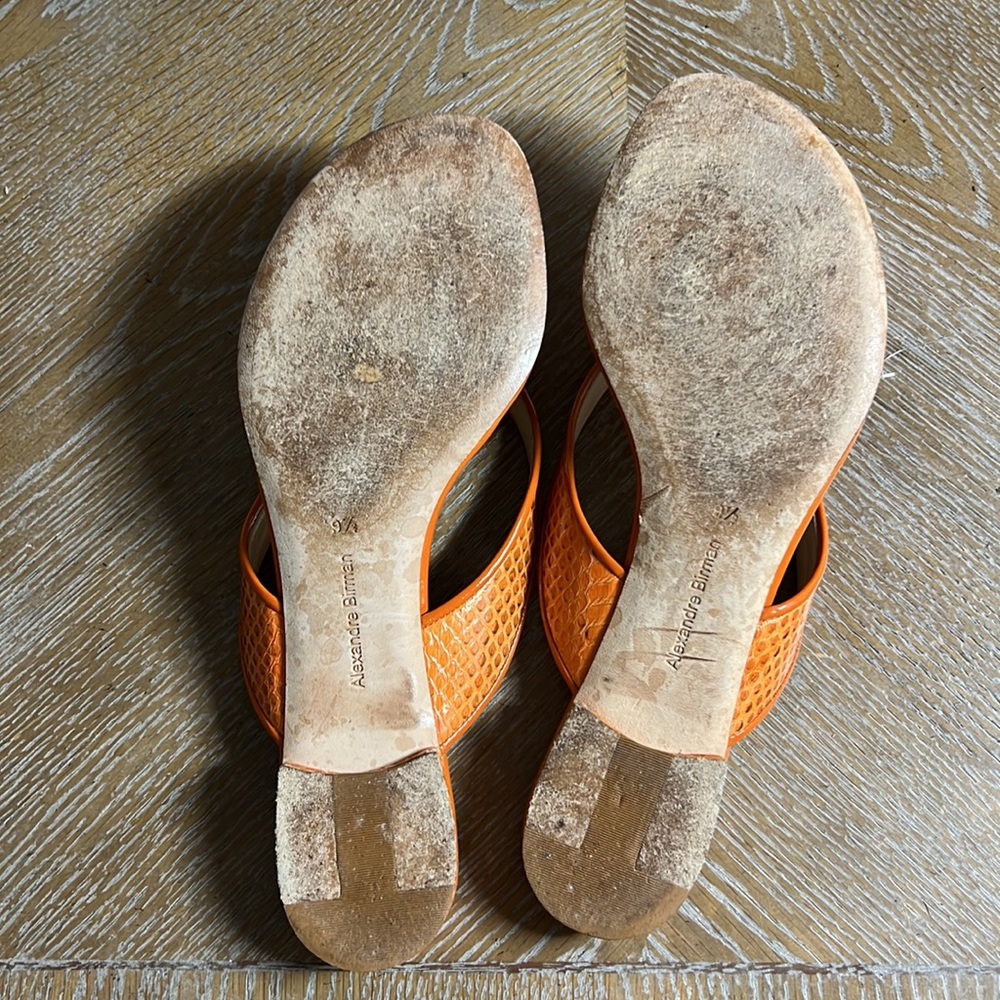 ALEXANDRE BIRMAN Orange Snake Print Thong Sandal 9.5 - Picture 7 of 8
